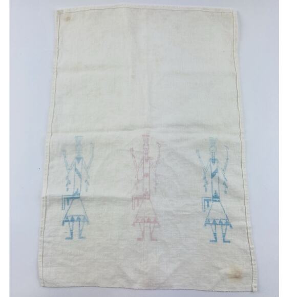 Southwest Native American Tea Towel Kachina Hand Culture Chief Leaves Fire Blue - Picture 6 of 8
